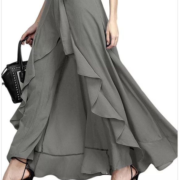 Chiffon Palazzo Pants Skirt Size S Gray - Picture 2 of 5